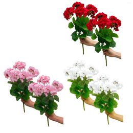 Decorative Flowers 2Pcs 14 Inch Artificial Silk Begonia Flower Geranium Home Wedding Decoration 5 Fork Simulated Bouquet