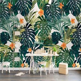Wallpapers Milofi Nordic Minimalist Tropical Plant Leaf Background Wall Painting