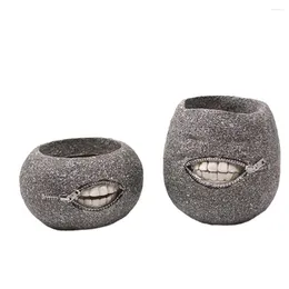 Vases Zipper Mouth Flower Pot Drainage Holes Funny Resin Set For Indoor Outdoor Gardening 2pcs