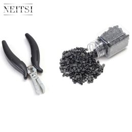Tubes Neitsi Linesman Pliers and 500 Beads Silicone Micro Rings For Hair Extensions