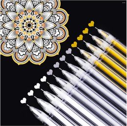 White Gold Silver Gel Pens 0.5 Mm Extra Fine Point Ink For Black Paper Drawing Sketching Illustration Adult Co