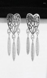 Stud Earrings 925 Sterling Silver Spiritual Feather For Women Girls Dream Catcher Love Heart Female Fine Jewelry7295546