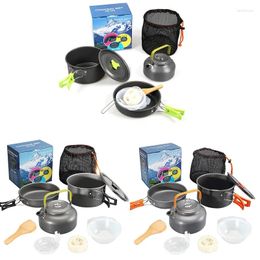 Cookware Sets Aluminum Alloy Camping Utensils With Storage Bag Pot Cooking Outdoor Tableware Easy To Use And Clean