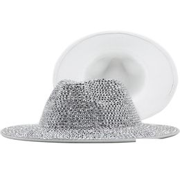 Wide Brim Hats Luxury Diamond Bucket Hat Woman Man Rhinestone Fedora For Women Men Sunhat Sunhats Girl Party Night Performance Cap Dro Dhxpj