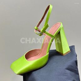 Sandals Women Sandal Summer Style Square Toe Cap Wrapping Buckle Strap Design Female Shoes Temperament Elegant