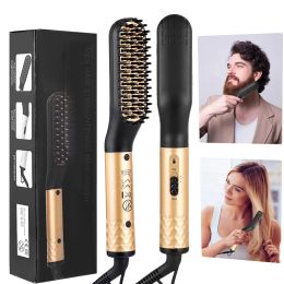 Irons Multifunctional Hair Straightening Men Beard Straightener Brush Hair Comb Professional Hair Curler Fast Heating Styling Tools