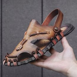 Handmade Leather Sandals for Men Casual and Comfortable Summer Shoes 240328