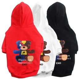 Designer Dog Clothes Brand Dog Apparel Soft Warm Dog Hoodie with Classic Letter Pattern, fashion Little Bear Cotton Puppy Winter Coat, Cold Weather Pets Jacket Red L Y89