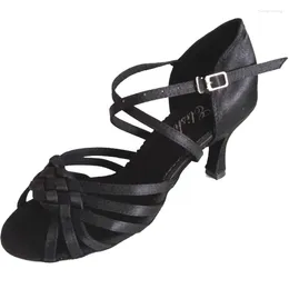 Dance Shoes Customised Heel Slotted Strap Women's Black Colour Latin Salsa Open Toe Socials Party Shoe