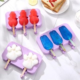 Baking Moulds Silicone Ice Cream Mold DIY Popsicle Molds Cube TrayHomemade Cartoon Maker Mould With Stick