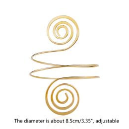 Alloy Spiral Armband Swirl Upper Arm Cuff Armlet Bangle Bracelet Egyptian Costume Accessory for Women Gold Silver Color