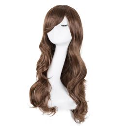 Wigs Curly Wigs FeiShow Synthetic Heat Resistant Fibre Long Light Brown Hair Salon Inclined Bangs Hairpiece Costume Cosplay Hairset