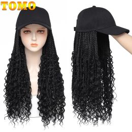 Snapbacks TOMO Baseball Cap with Crochet Hair Extensions for Women Adjustable Hat with Synthetic Wig Attached Curly Box Braids