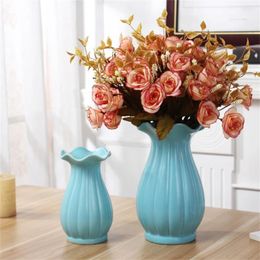 Vases Flower Pot White/blue Simple Ins Style Modern Dried Flowers Household Tools Vase Ceramic Arrangement Home Decoration