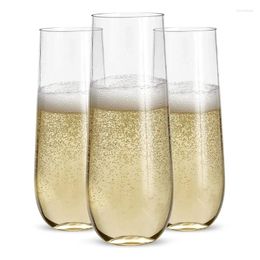 Disposable Cups Straws Unbreakable Stemless Plastic Champagne Flutes Parties Bars Nightclubs Crystal Clear Wine Glasses