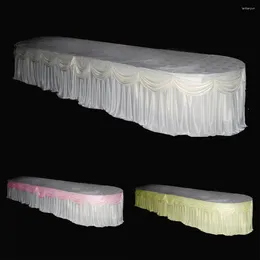 Table Skirt Customized Color 10ft/24ft X 29'' Luxury Ice Silk Fabric Cover With Swag For Wedding Banquet Event Party Decoration