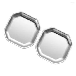 Dinnerware Sets 2 Pcs Octagonal Dish Dishes Decor Japanese-style Korean Dinner Plates Multi-use Snack Stainless Steel Metal