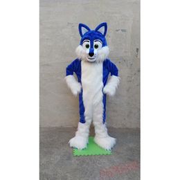 halloween Deluxe Long Fur Blue Mascot Costume Cartoon Character Outfits Suit Christmas Carnival Unisex Adults Carnival Birthday Party Dress