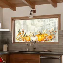 Window Stickers Kizcozy Autumn Pumpkins Watercolour Border Transparent Removable Static Cling Double-Sided Film