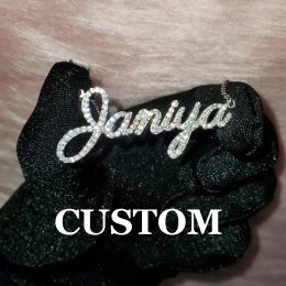 Necklaces Grandbling Customised Name Necklace Cubic Zirconia Words Pendant Personalised Letters Jewellery for Birthday Gift Drop Shipping