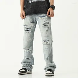 Men's Jeans Autumn And Winter Straight Tube Casual Versatile Pants For Men Korean Version Trend Personalised Printed Wide Leg