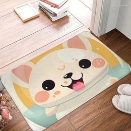 Carpets Bath Non-Slip Carpet Kawaii Puppy Play In The Glass Bedroom Mat Entrance Door Doormat Floor Decoration Rug