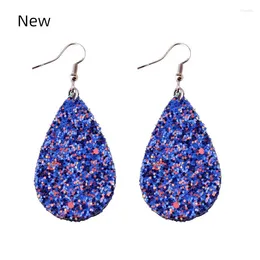 Dangle Earrings 2024 Mini Style Glitter Teardrop Leather For Women Fashion Designer Jewelry Cute Blue Water Drop Wholesale
