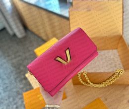 Designer Coin Wallet Short Wallet Handbag Fashionable Gold Metal Rotating Lock Water Wave Buckle Credit Card Leather Diagonal Straddle Chain Bag