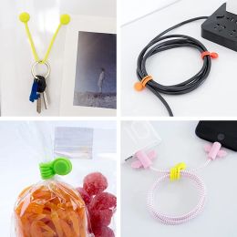 3pcs Silicone Cable Organiser Magnetic Earphone Cable Clips USB Data Line Holder Charging Cord Cable Winder Desk Accessories
