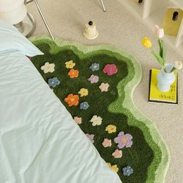 Carpets Green Moss Flower Tufting Carpet Plants 3D Wavy Shape Rug Absorbent And Non-slip Bathrooms Living Rooms Decor