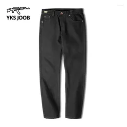 Men's Jeans American Retro Fashion Casual Straight Tube Solid Colour Cotton Trousers Washed Jogging Pants Pantalon Homme