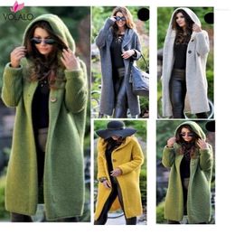 Women's Knits VOLALO Long Cardigan Women Sweater Autumn Winter Bat Sleeve Knitted Jacket Loose Ladies Sweaters Coat