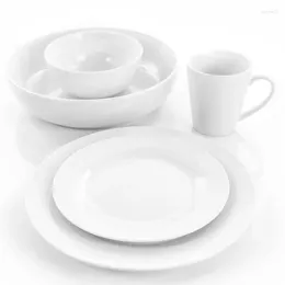 Dinnerware Sets Timeless Elegance - 18pc Porcelain Carey Round Set In White