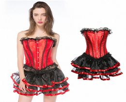 Sexy bustier corset Lace Up Boned Overbust Costume Steampunk Waist Gothic Corset Dress erotic lingerie red Shapewear Top 95C06251806