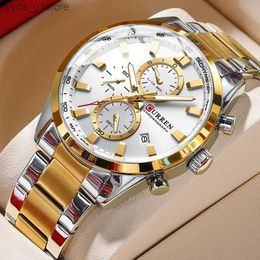 Wristwatches CURREN Casual Quartz Chrono Sport es Brands for Men Stainless Steel Multifunction Dial 2023 Wrist with Date L240402