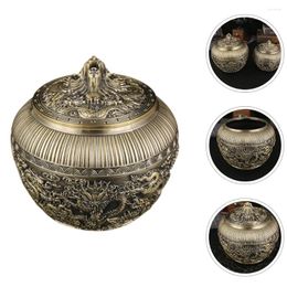 Storage Bottles Tea Container For Loose Dragon Pattern Alloy Jar