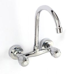 Double Handle Wall Mounted Basin Faucets Hot and Cold Water Shower Faucets Dual Hole Bathroom Sink Wash Basin Water Mixer Tap