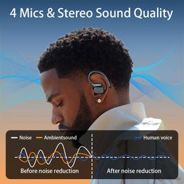 Cell Phone Earphones Wireless Earbuds with ENC Noise Cancelling Mic and Display Sports In-Ear Headphones with Earhooks