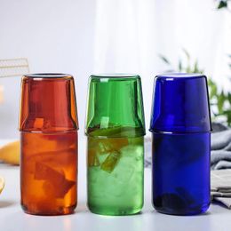 Wine Glasses High Borosilicate Glass Juice Cup Milk Breakfast Bring Cover Fruit Water Cool Drink Tea