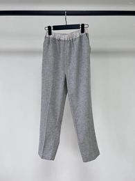 Women's Pants Cropped Pants! The Fabric Is Made Of Yarn-dyed Linen Two-tone Yarn Blended With Diamond Pattern