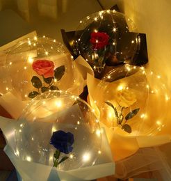 Valentines Day LED Balloons Light Luminous Bobo Ball Balloon Flashing Light Rose Bouquet lover Gifts for Birthday Wedding Party E15700578