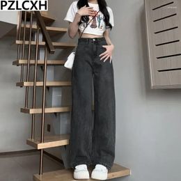 Women's Jeans Trendy Straight Leg For Women In 2024 Korean Wide High Waisted Loose Fitting And Slimming Floor Mop Pants