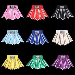 Muay Thai Shorts Lotus Ribbons Boxing Men Womens Child Kickboxing Pants Kids Adult MMA Martial Arts Cruppling Fight Wear 240318