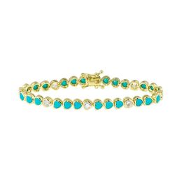 Charm Bracelets Gold Plated Colorf Summer Jewelry Blue Turquoises Heart Shaped Stone Tennis Chain Fashion Women Bracelet Drop Delivery Dhnrf