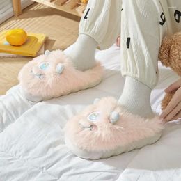 Slippers Women's Warm Slipper Woman Winter Shoes Cartoon Home Cotton Lovely Lady House Girl Plush Fuzzy Non-slip Slides