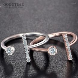 With Side Stones Fashion 925 Sterling Silver Jewellery Lovely Rose Gold Rings For Wedding Girls Adjustable Finger Ring Sterling-silver-jewelry