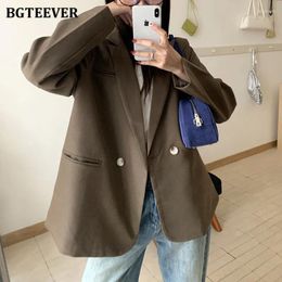 Women's Suits BGTEEVER Spring Loose Notched Collar Women Jackets Long Sleeve Pockets Double Breasted Female Blazer Coats