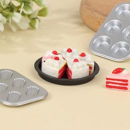 1Set 1:6 1:12 Dollhouse Miniature Baking Tray Pan Plate Cake Bread Mould Bakeware Baking Tools Dolls Kitchen Baking Scene Decor