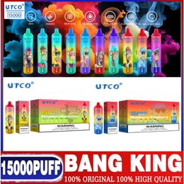 Original UTCO puff shisha Bang King 15000 Puffs Digital Puff 15K Disposable Vape Box 15000 Puffs Rechargeable Mesh Coil 0% 2% 3% 5% 10 Flavors with Smart Screen