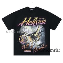 Hellstar Shirt Designer Short Shirts Men Plus Tees Hellstar T Shirt Rapper Wash Grey Heavy Craft Unisex Short Sleeve Tshirts Tops High Street Retro Women 585